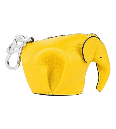 Shop Loewe Elephant Leather Charm In Yellow