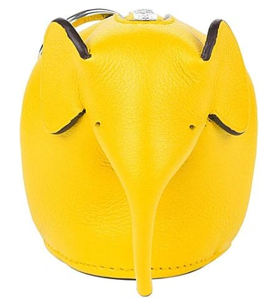 Shop Loewe Elephant Leather Charm In Yellow