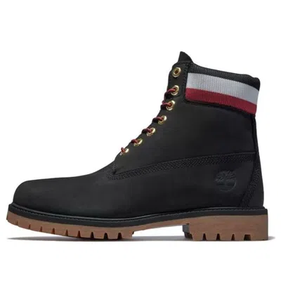 Timberland 6 Inch Heritage Cupsole Boot 'black Nubuck With Red' In Black