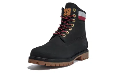 Timberland 6 Inch Heritage Cupsole Boot 'black Nubuck With Red' In Black