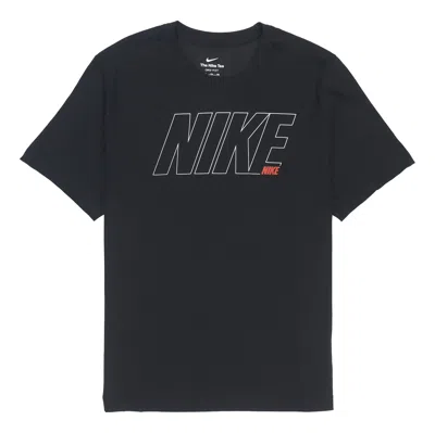 Nike Men's  Solid Color Alphabet Quick Dry Breathable Training Sports Short Sleeve Black T-shirt