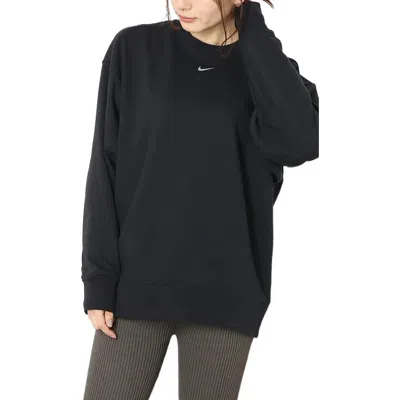 Nike (wmns)  Solid Color Logo Knit Round Neck Pullover Black Hoodie