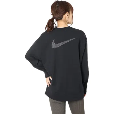 Nike (wmns)  Solid Color Logo Knit Round Neck Pullover Black Hoodie