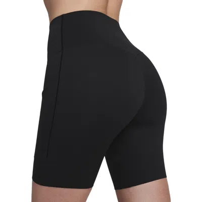 Nike Dri-fit Firm Support High Waist Biker Shorts In Black