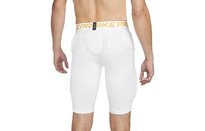 Nike Men's  Pro Hyperstrong Alphabet Waist Logo Printing Slim Fit Shorts White