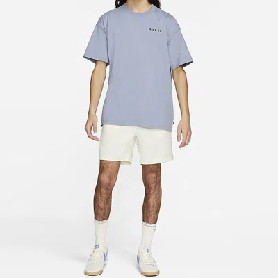 Nike Sb Back Printing Skateboard Sports Short Sleeve Gray Blue Grayblue