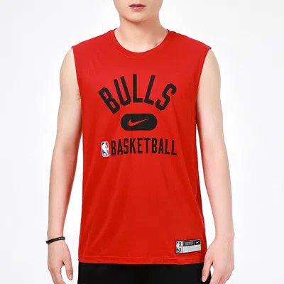 Nike Men's  Dri-fit Chicago Bulls Training Sports Quick Dry Sleeveless Red T-shirt