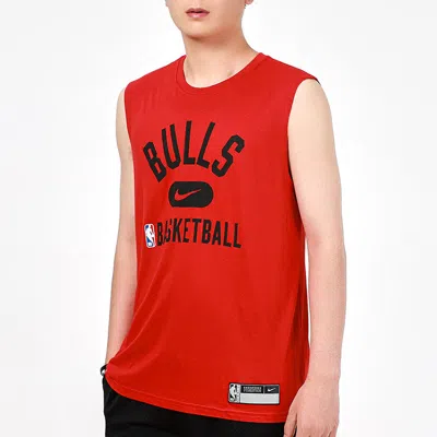 Nike Men's  Dri-fit Chicago Bulls Training Sports Quick Dry Sleeveless Red T-shirt