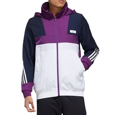 Adidas Originals Adidas Neo M Ss Wrmln Wb Colorblock Sports Windbreaker Jacket White Purple
