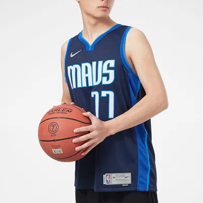 Nike Nba Retro Basketball Jersey/vest Sw Fan Edition Version Dallas Mavericks Doncic No. 77 Navy Blu In Blue