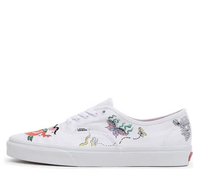 Vans Authentic Classic Casual Skateboarding Shoes Unisex White Chinese Style Printing 'white Pink Bl In White