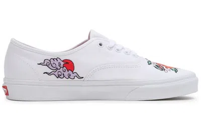 Vans Authentic Classic Casual Skateboarding Shoes Unisex White Chinese Style Printing 'white Pink Bl In White