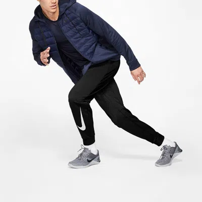 Nike Therma Tapered Swoosh Fleece Lined Sports Training Long Pants Black