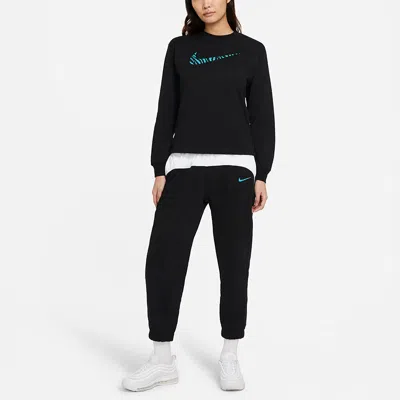 Nike (wmns)  Sportswear Icon Clash Zebra Printing Pattern Sports Round Neck Long Sleeves Black Hoodie
