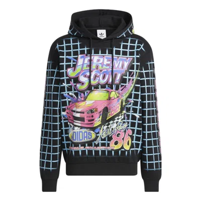 Adidas Originals X Jeremy Scott Crossover Cartoon Plaid Printing Sports Jacket Black In Multi