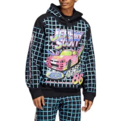 Adidas Originals X Jeremy Scott Crossover Cartoon Plaid Printing Sports Jacket Black In Multi