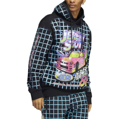 Adidas Originals X Jeremy Scott Crossover Cartoon Plaid Printing Sports Jacket Black In Multi