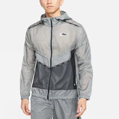 Nike Repel Wild Run Windrunner Casual Printing Running Sports Woven Jacket Gray In Black