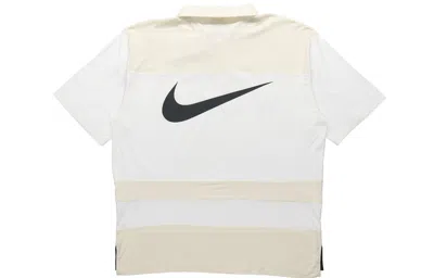 Nike Sportswear Swoosh Logo Printing Contrasting Colors Loose Polo Shirt White In Neutral