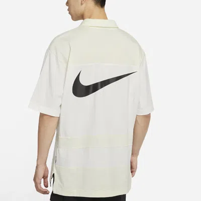 Nike Sportswear Swoosh Logo Printing Contrasting Colors Loose Polo Shirt White In Neutral