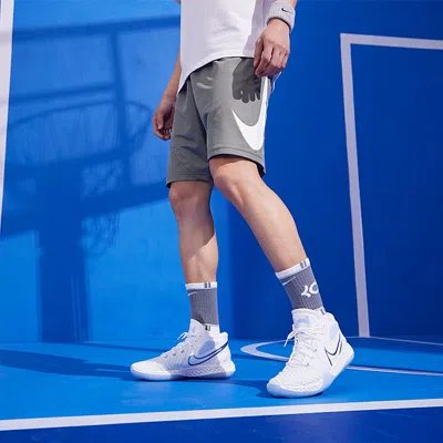 Nike Dri-fit Quick Dry Basketball Sports Gym Shorts Gray In Blue