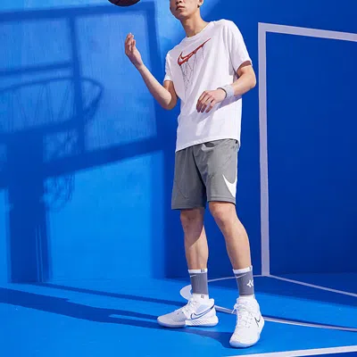Nike Dri-fit Quick Dry Basketball Sports Gym Shorts Gray In Blue
