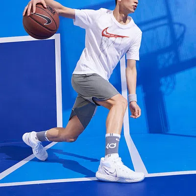 Nike Dri-fit Quick Dry Basketball Sports Gym Shorts Gray In Blue