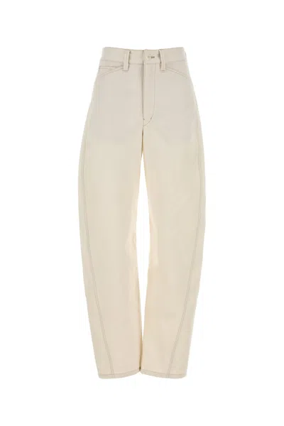 Lemaire Woman Pants Ivory Size 8 Cotton In Neutral