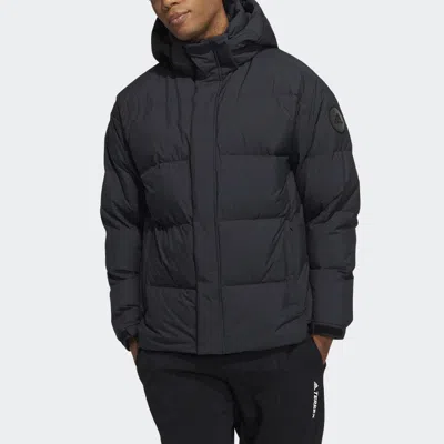 Adidas Originals Adidas 800 Solid Color Sports Hooded With Down Feather Black Jacket