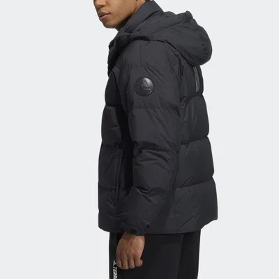 Adidas Originals Adidas 800 Solid Color Sports Hooded With Down Feather Black Jacket