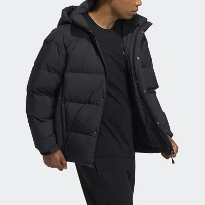 Adidas Originals Adidas 800 Solid Color Sports Hooded With Down Feather Black Jacket