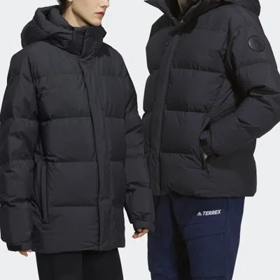 Adidas Originals Adidas 800 Solid Color Sports Hooded With Down Feather Black Jacket