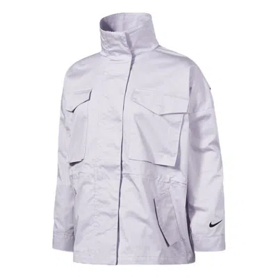Nike (wmns)  Sw Collection Essentials M65 Casual Solid Color Stand Collar Sports Light Grey Jacket
