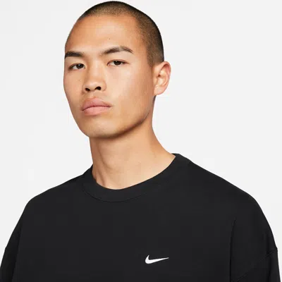 Nike Solo Swoosh Oversized Logo-embroidered Cotton-blend Jersey Sweatshirt In Black