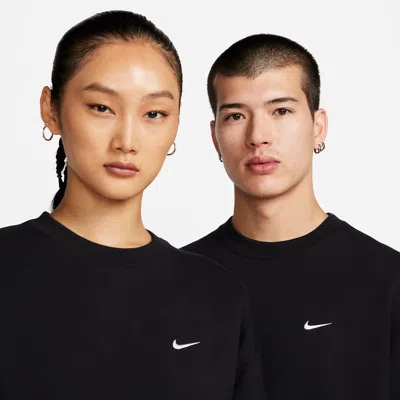 Nike Solo Swoosh Oversized Logo-embroidered Cotton-blend Jersey Sweatshirt In Black