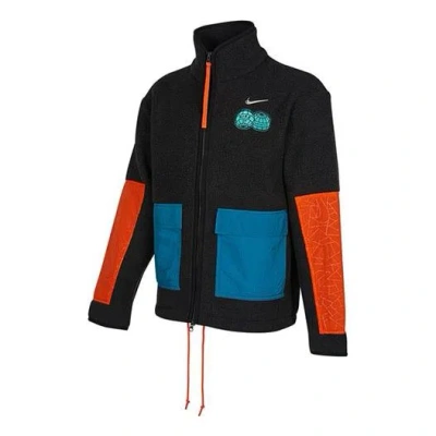 Nike Cny Chinese New Year's Edition Contrast Color Stitching Loose Logo Sports Stand Collar Jacket B In Black