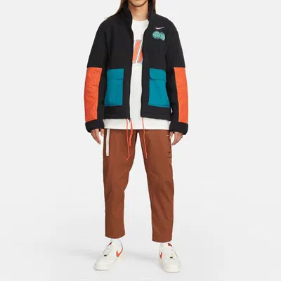 Nike Cny Chinese New Year's Edition Contrast Color Stitching Loose Logo Sports Stand Collar Jacket B In Black