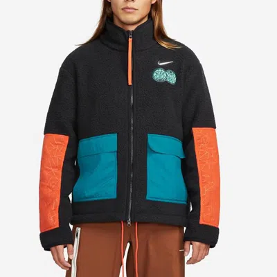 Nike Cny Chinese New Year's Edition Contrast Color Stitching Loose Logo Sports Stand Collar Jacket B In Black