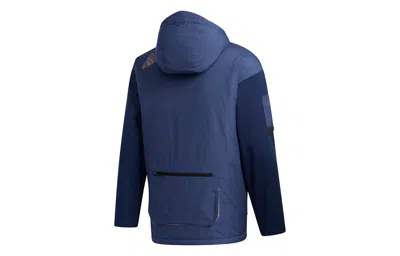 Adidas Originals Adidas Urban Pad Jkt Outdoor Sports Hooded Jacket Navy Blue