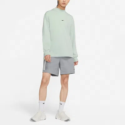 Nike Men's  Sportswear Style Essentials Stand Collar Cotton Pullover Long Sleeves Blue T-shirt In Gray