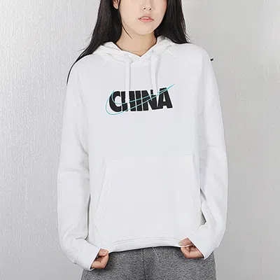 Nike (wmns)  Nsw Chn Po Hoodie Logo Printing White