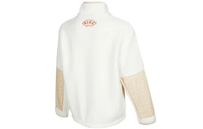 Nike Cny Chinese New Year's Edition Contrast Color Stitching Loose Sports Stand Collar Jacket Beige In White