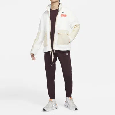 Nike Cny Chinese New Year's Edition Contrast Color Stitching Loose Sports Stand Collar Jacket Beige In White