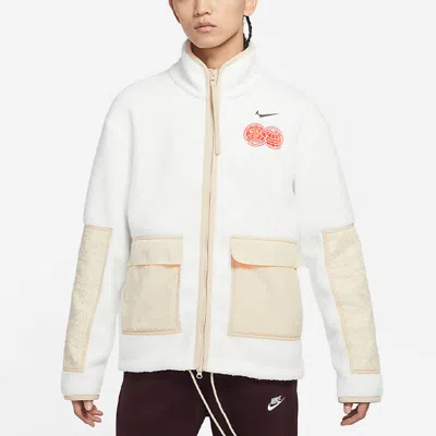 Nike Cny Chinese New Year's Edition Contrast Color Stitching Loose Sports Stand Collar Jacket Beige In White