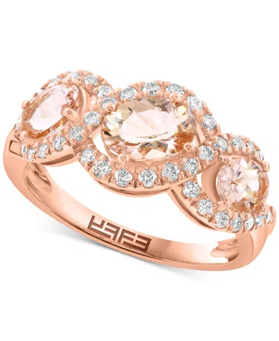 Effy Collection Effy Morganite (1-3/8 Ct. T.w.) & Diamond (1/3 Ct. T.w.) Statement Ring In 14k Rose Gold