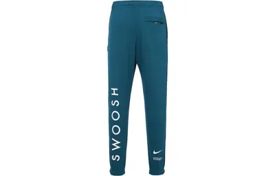 Nike Swoosh Alphabet Printing Breathable Sports Knit Bundle Feet Long Pants Blue