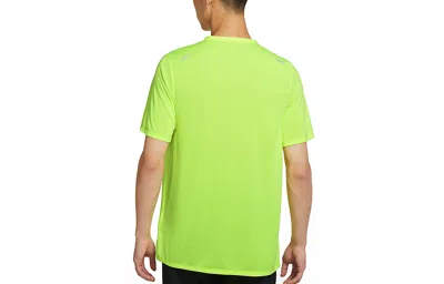 Nike Dri-fit Rise 365 Running Breathable Quick Dry Casual Sports Short Sleeve Fluorescence Yellow In Green