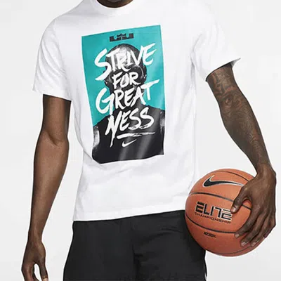 Nike Lebron James Printing Sports Short Sleeve White