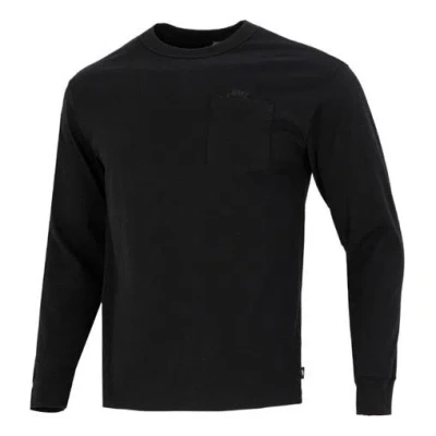 Nike Men's  Solid Color Athleisure Casual Sports Round Neck Long Sleeves Black T-shirt