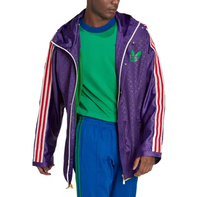 Adidas Originals Windbreaker Logo Printing Hooded Drawstring Sports Jacket 'purple'
